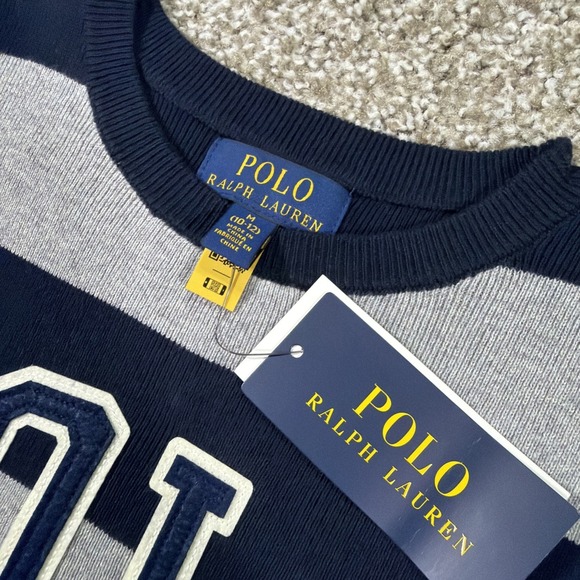 Polo Ralph Lauren Boys Crewneck Sweater Gray Spell Out Medium (10/12) NWT - Picture 2 of 7
